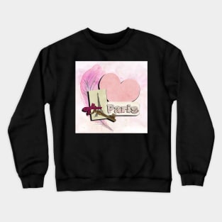 Paris France Pink Roses, Vintage Key and  Love Letters Eiffel Tower Crewneck Sweatshirt